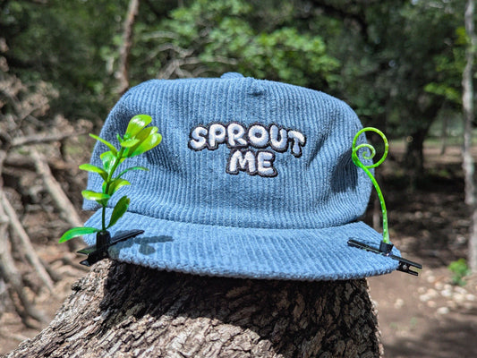SPROUT ME Embroidered Corduroy Hat - Rave Hat Rave Outfit Music Festival Hat Raver Gift EDM Dubstep Hat Plur Sprout Me Cap Rave Gear Trinket