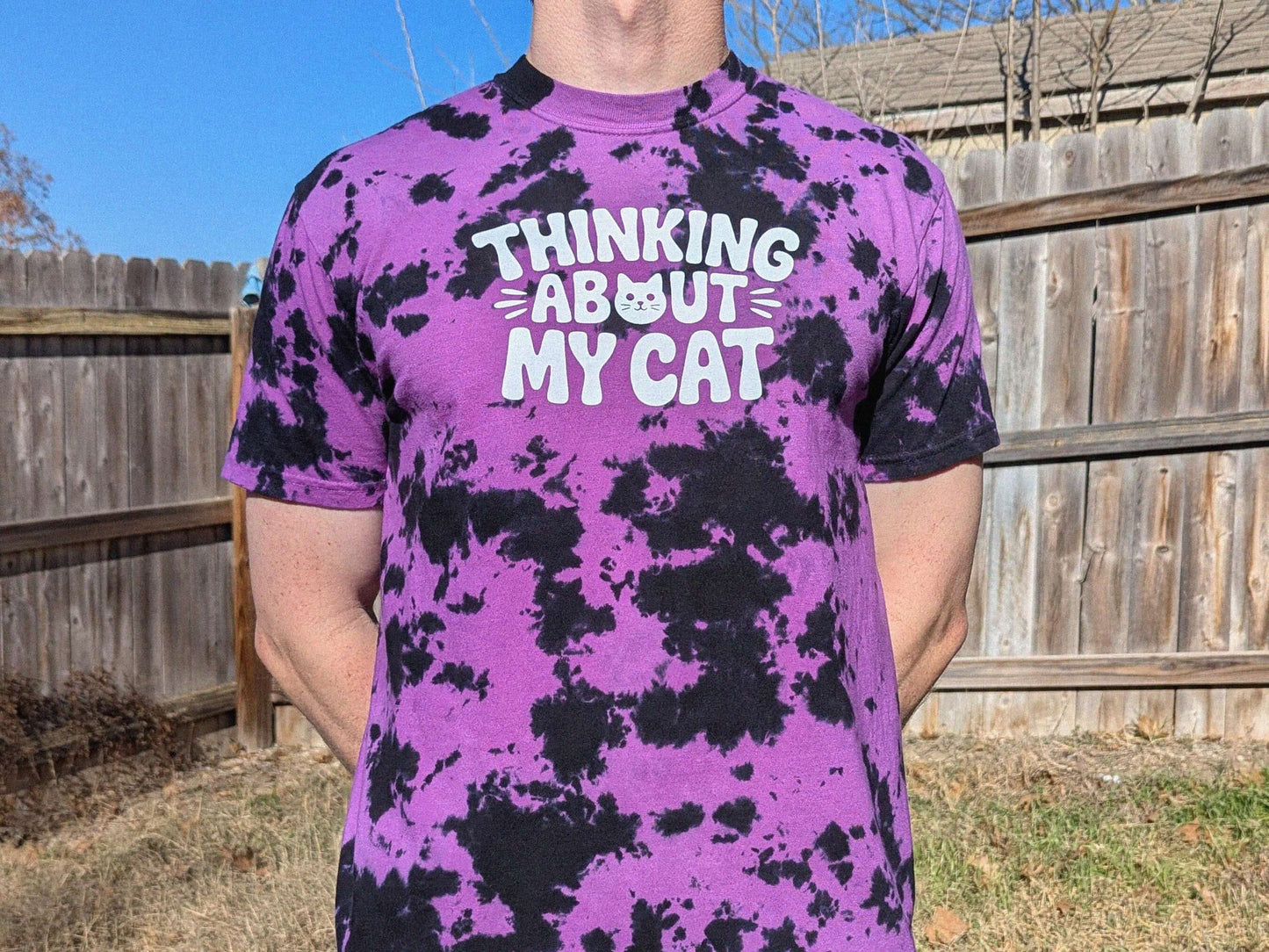Tie dye women's rave outfit with Thinking About My Cat design