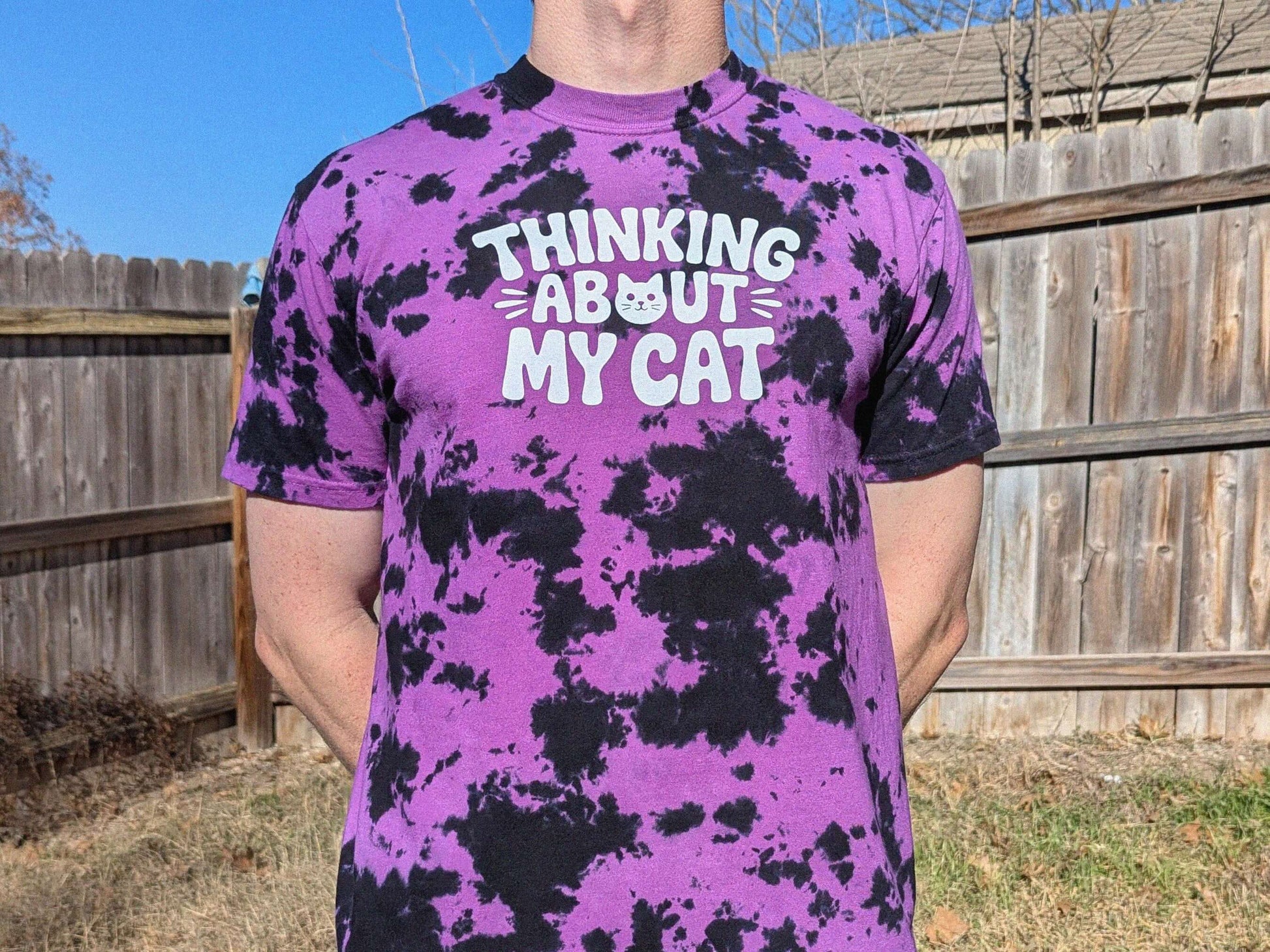 Tie dye women's rave outfit with Thinking About My Cat design