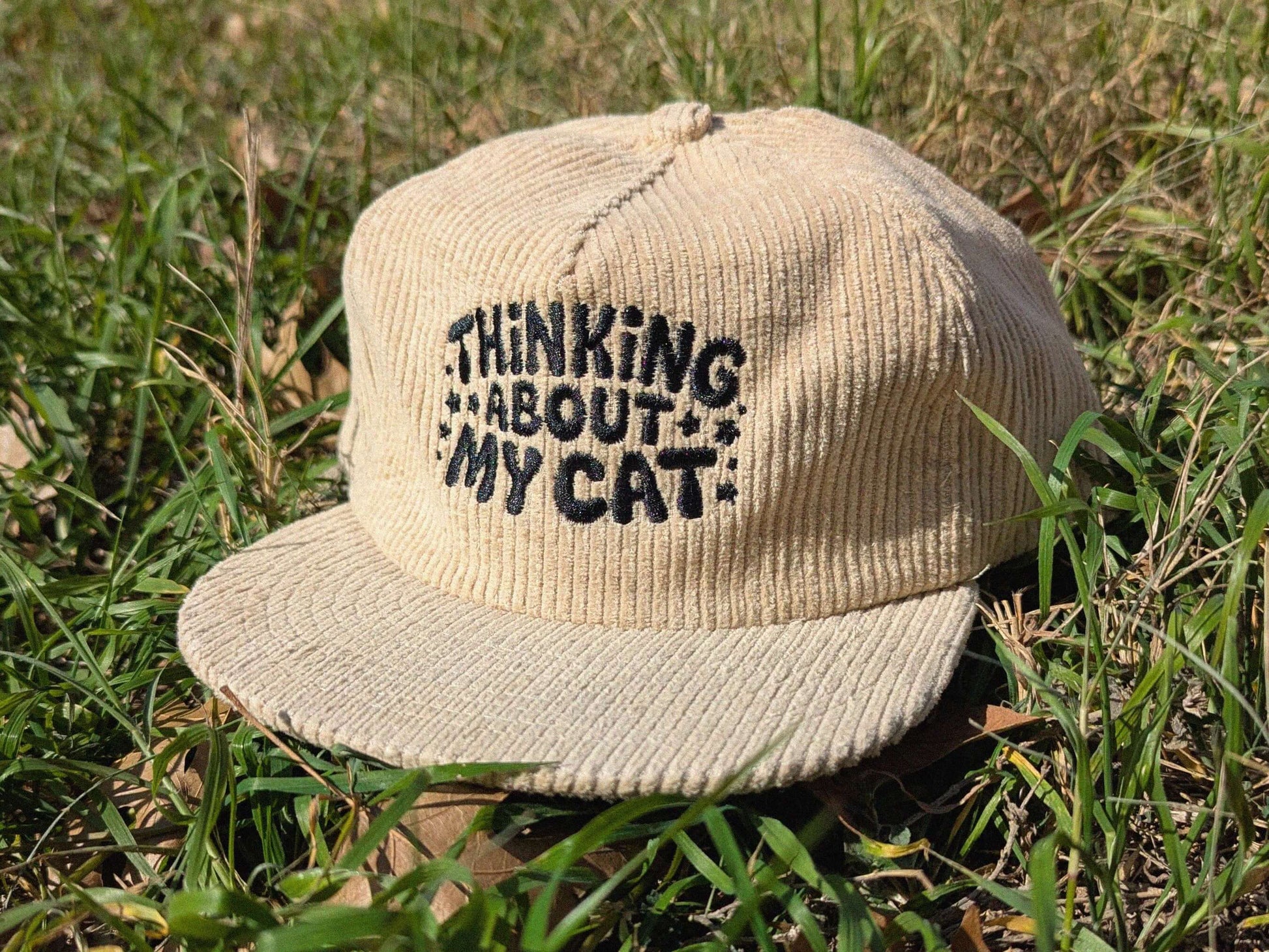 Music festival cat themed corduroy hat