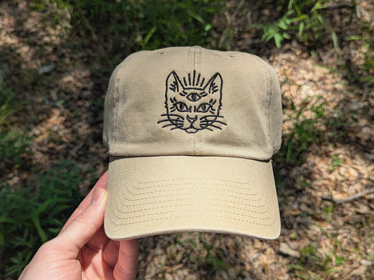 Third Eye Cat Embroidered Baseball Hat - '47 Brand Unstructured Dad Hat Rave Outfit Trippy Cat Hat Cat Gift Cat Hat Cats Lover Gift Boho