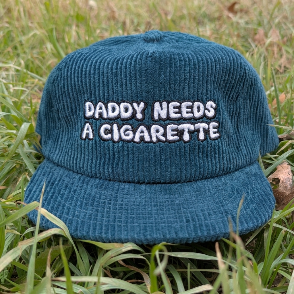 Daddy Needs A Cigarette Corduroy Cap