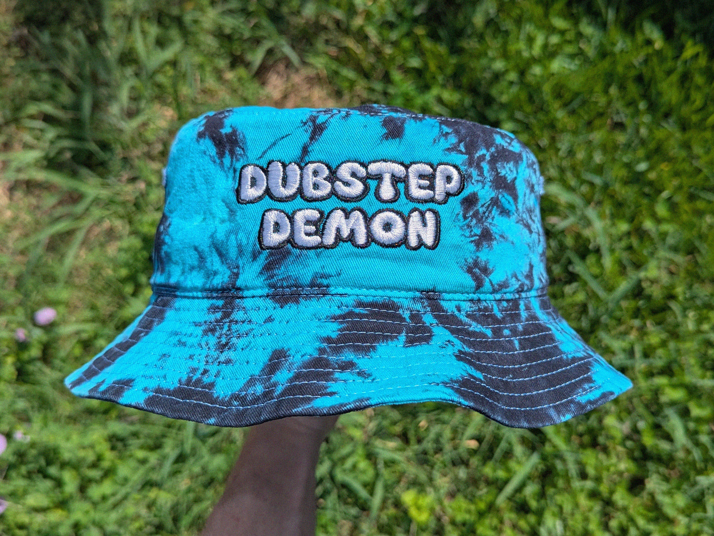 Dubstep Demon - Embroidered Tie Dye Bucket Hat - Rave Accessories Rave Outfit Festival Outfit Raver Hat EDM Gift Subtronics Dubstep Hat