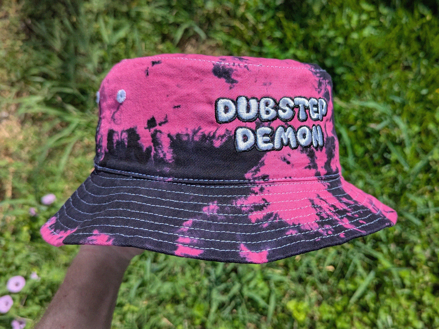 Dubstep Demon - Embroidered Tie Dye Bucket Hat - Rave Accessories Rave Outfit Festival Outfit Raver Hat EDM Gift Subtronics Dubstep Hat