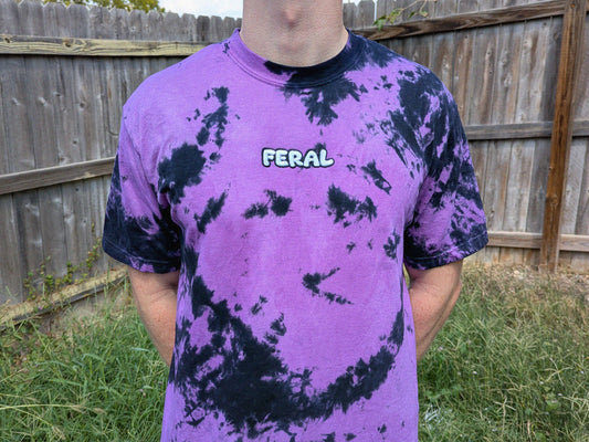 Feral 2.0 Embroidered Tie Dye Shirt - Rave Wear Festival Outfit EDM Bass Head Shirt - Raver Gift Dubstep Shirt Wook Festival Tee - Rave Apparel