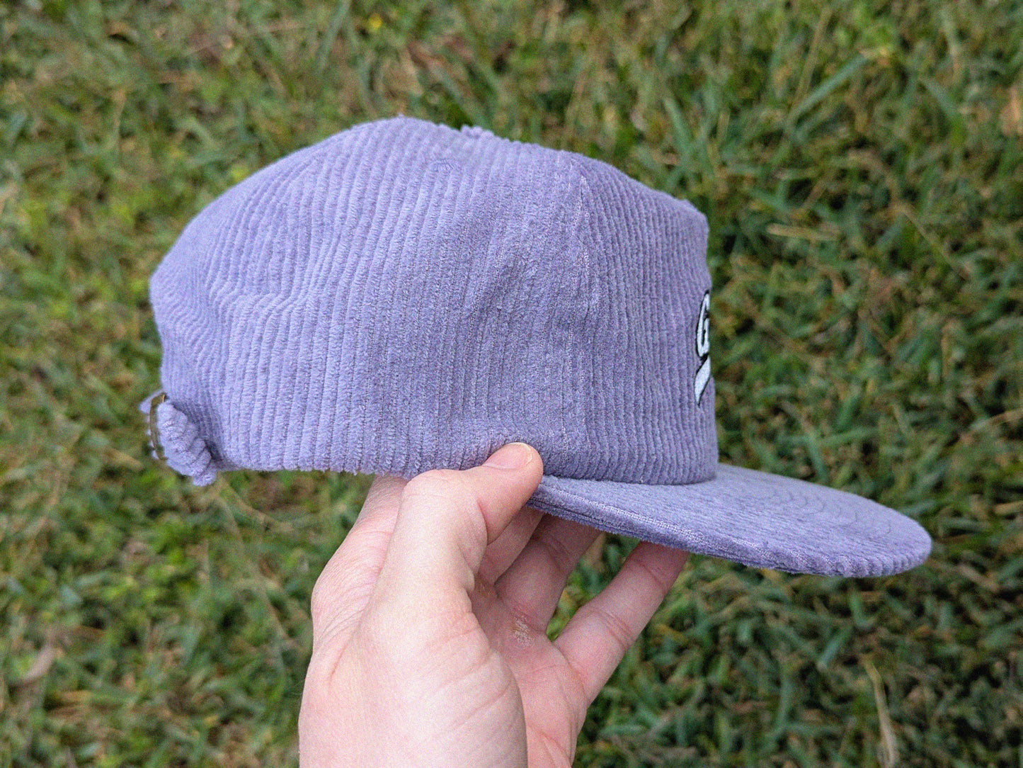 GRIZ Embroidered Corduroy Cap - Flat Bill Adjustable Hat - Unisex Rave Hat Festival Hat EDM Outfit Accessory