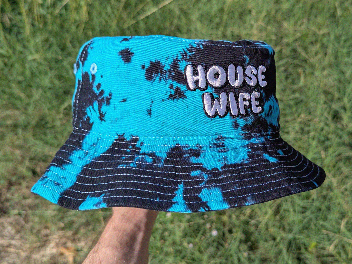 House Wife - Embroidered Tie Dye Bucket Hat - Rave Outfit Accessory, Music Festival Gear, EDM Raver Hat, Festival Gift , Rave Girl Gift Rave Gifts