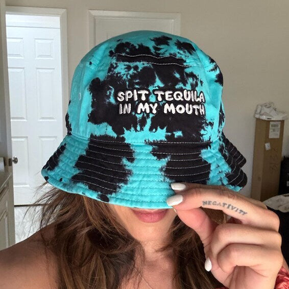 rave bucket hat with funny embroidery