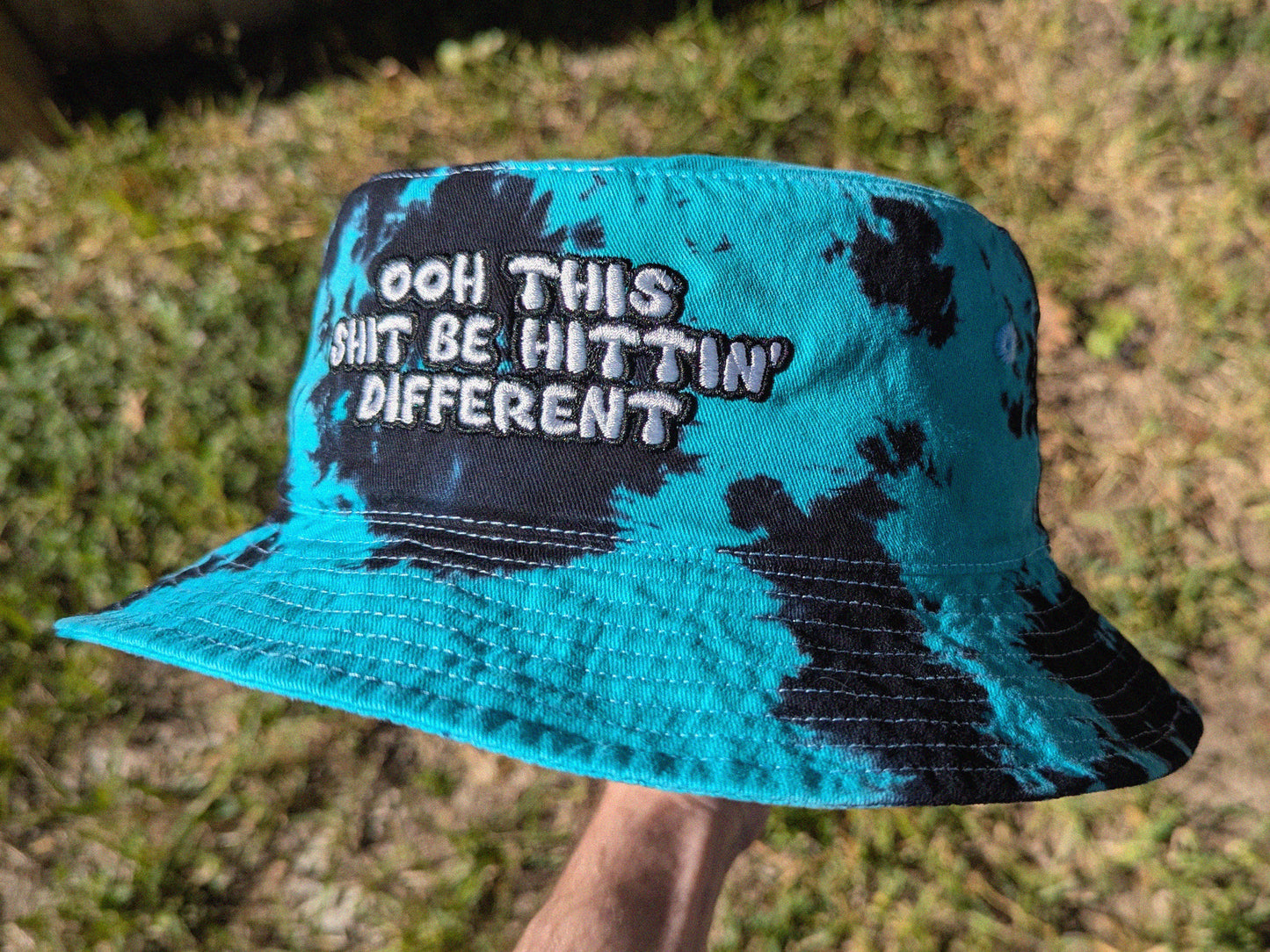 Ooh This Sh*t Be Hittin' Different - Embroidered Tie Dye Bucket Hat - Rave Outfit Music Festival Hat Griz Inspired Hat Subtronics Hat Griztronics