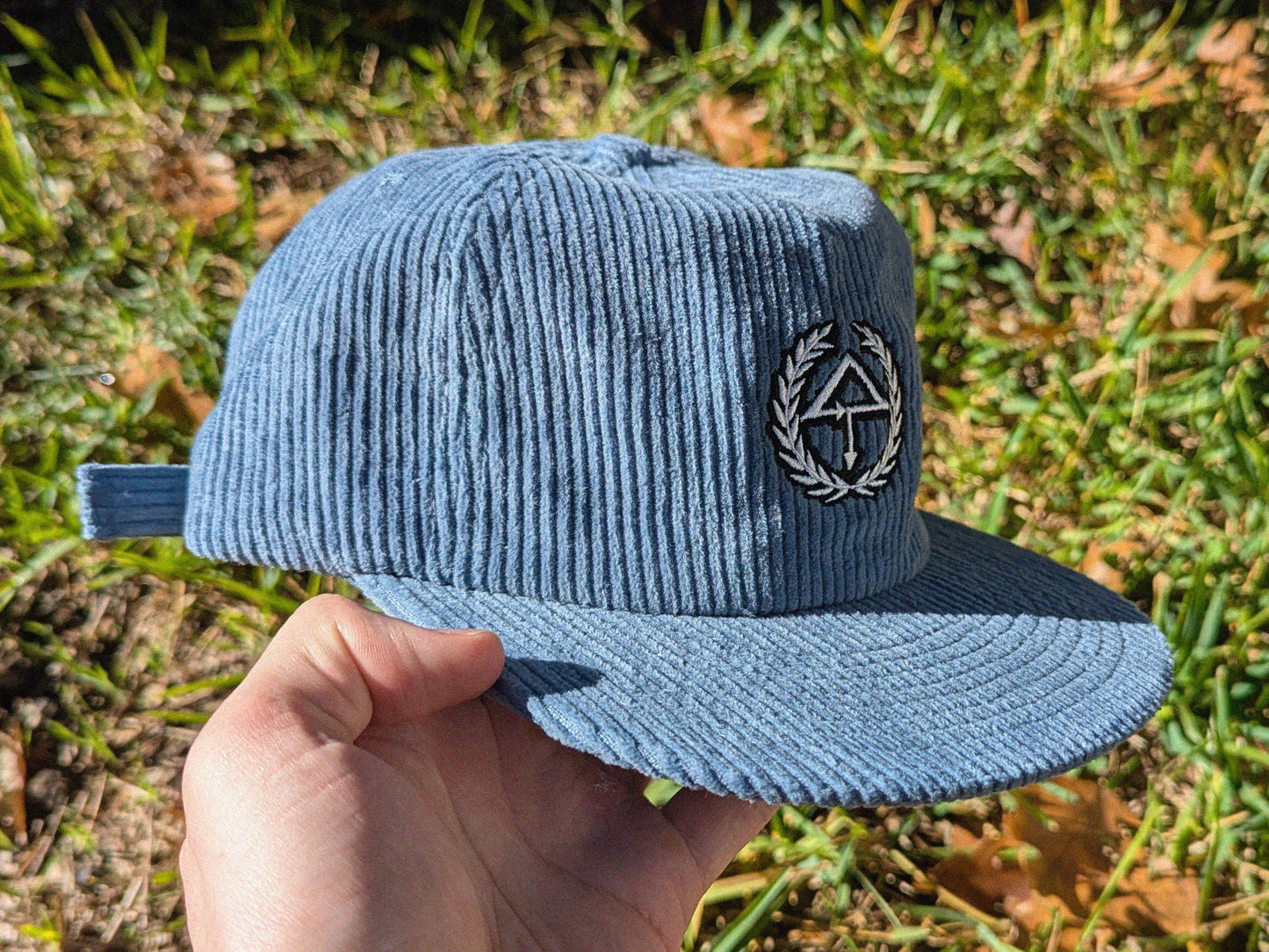 Of The Trees Embroidered Corduroy Cap - Flat Bill Adjustable Hat - Unisex Streetwear Rave Festival Hat EDM Outfit Accessory