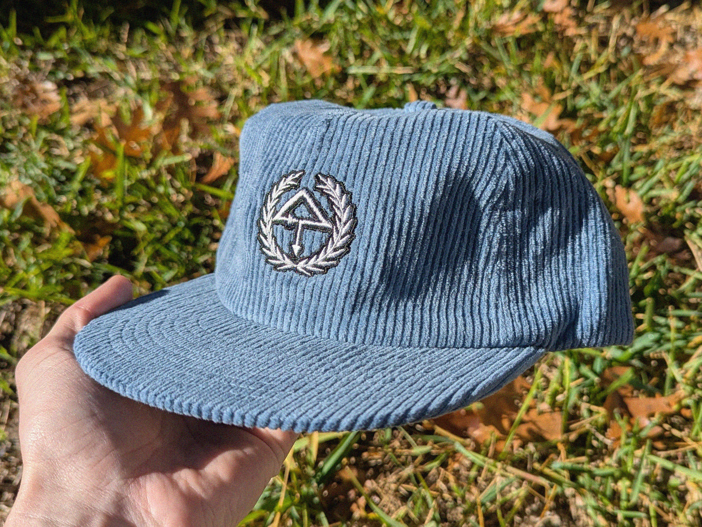 Of The Trees Embroidered Corduroy Cap - Flat Bill Adjustable Hat - Unisex Streetwear Rave Festival Hat EDM Outfit Accessory