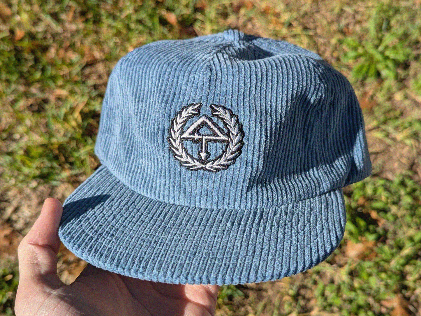 Of The Trees Embroidered Corduroy Cap - Flat Bill Adjustable Hat - Unisex Streetwear Rave Festival Hat EDM Outfit Accessory