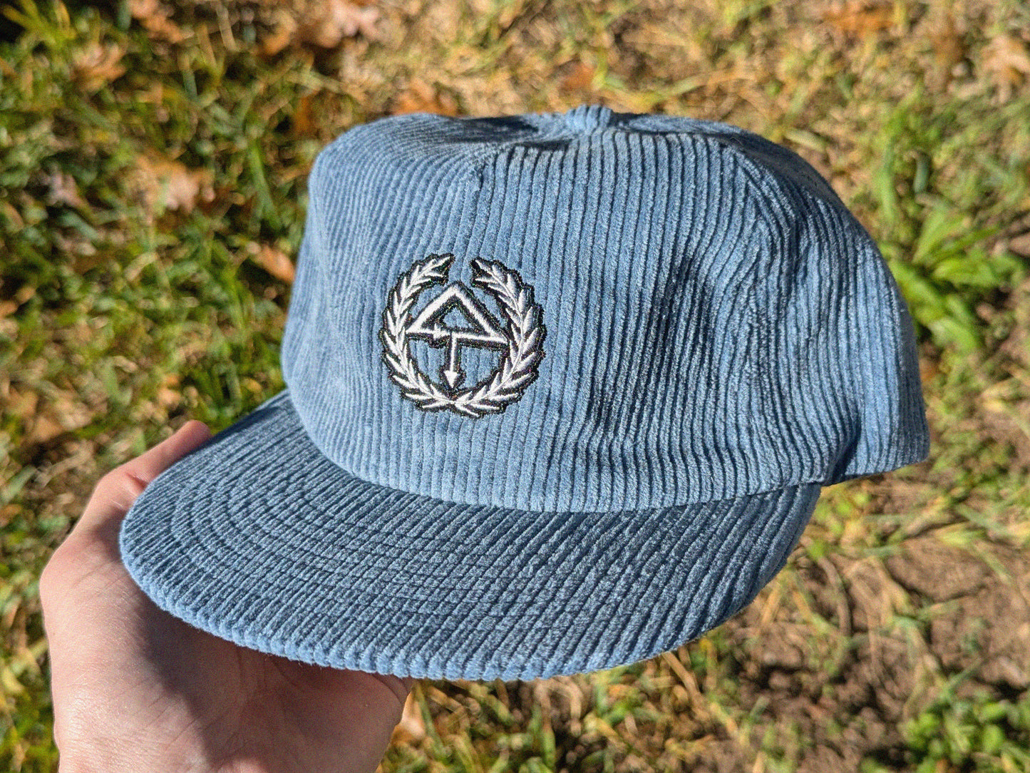 Of The Trees Embroidered Corduroy Cap - Flat Bill Adjustable Hat - Unisex Streetwear Rave Festival Hat EDM Outfit Accessory