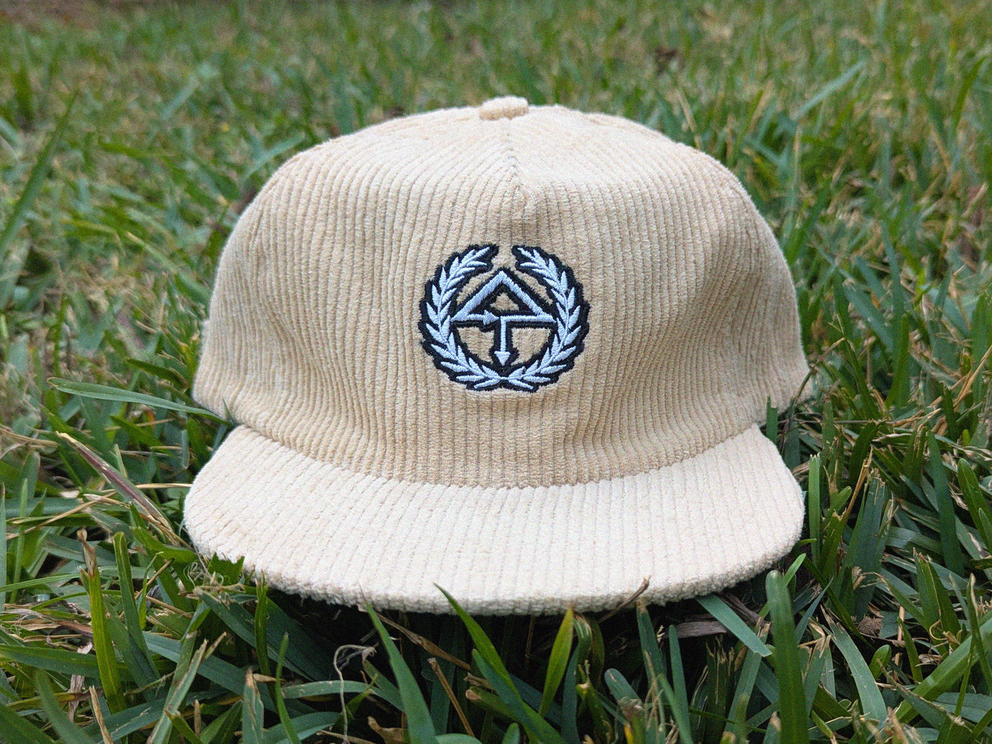 Of The Trees Embroidered Corduroy Cap - Flat Bill Adjustable Hat - Unisex Streetwear Rave Festival Hat EDM Outfit Accessory