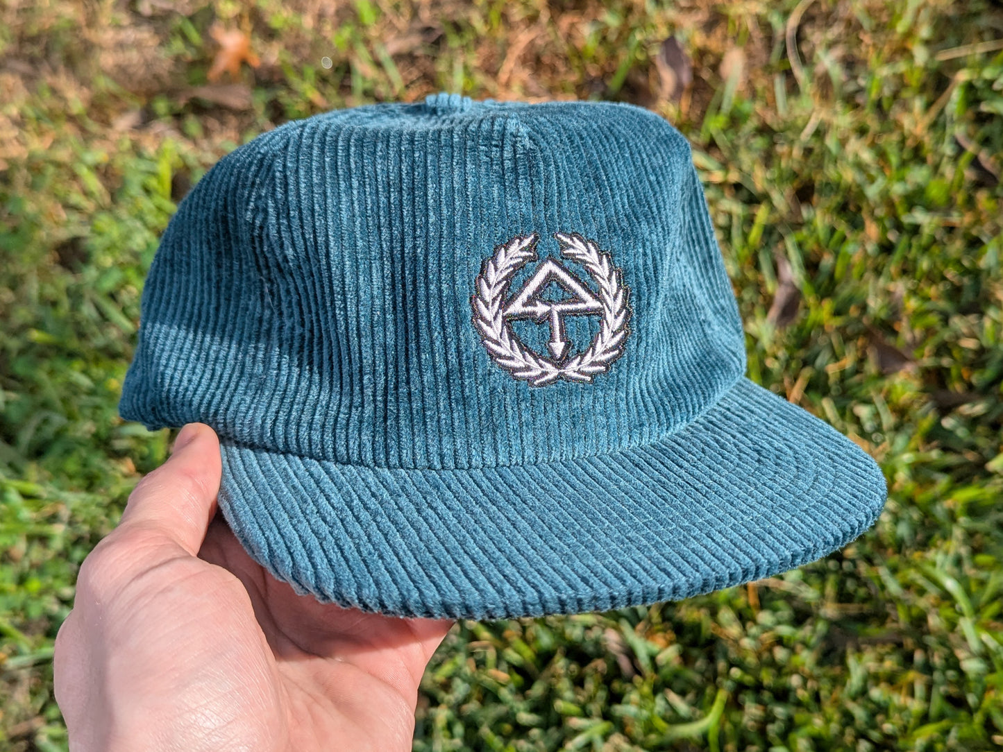 Of The Trees Embroidered Corduroy Cap - Flat Bill Adjustable Hat - Unisex Streetwear Rave Festival Hat EDM Outfit Accessory