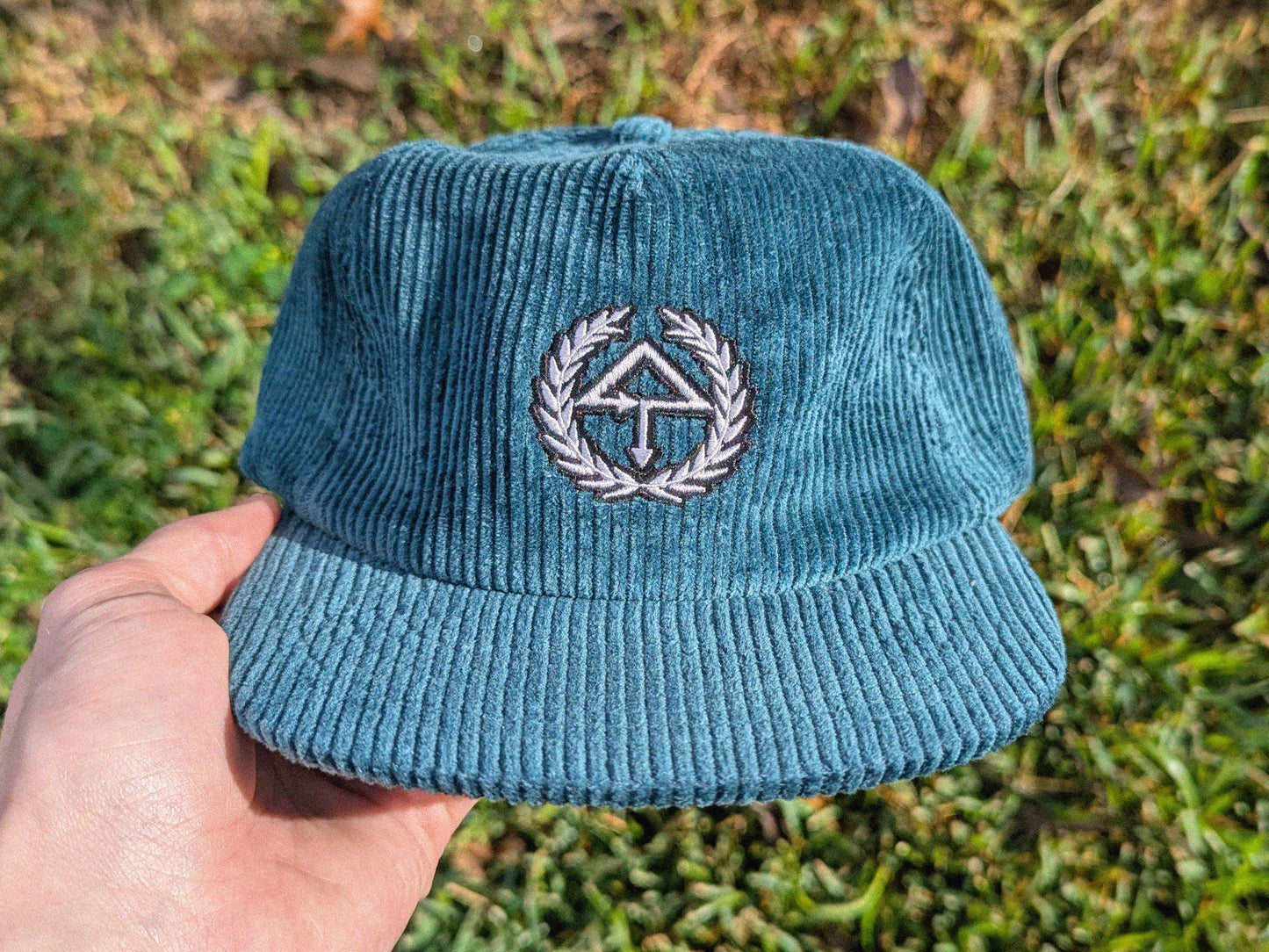 Of The Trees Embroidered Corduroy Cap - Flat Bill Adjustable Hat - Unisex Streetwear Rave Festival Hat EDM Outfit Accessory