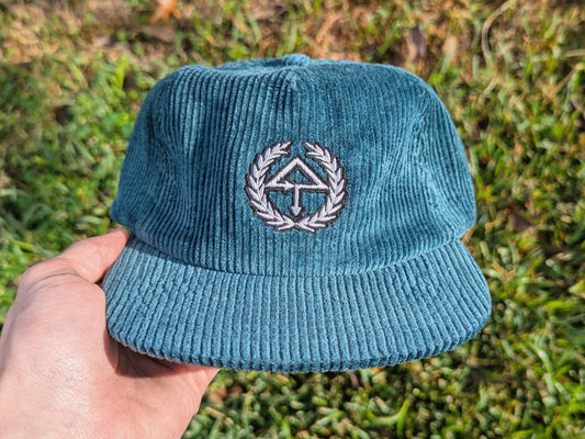 Of The Trees Embroidered Corduroy Cap - Flat Bill Adjustable Hat - Unisex Streetwear Rave Festival Hat EDM Outfit Accessory