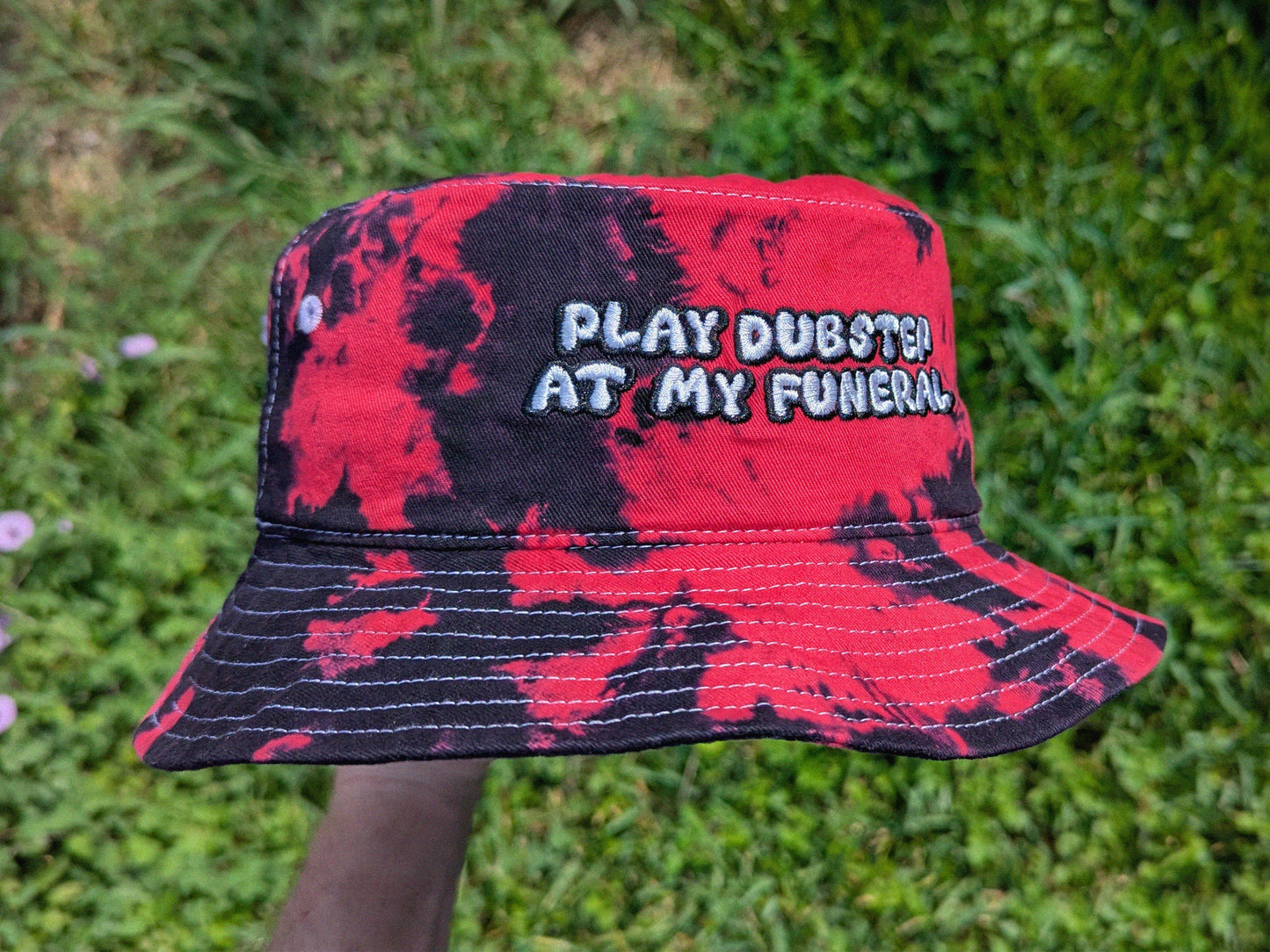 Play Dubstep at My Funeral - Embroidered Tie Dye Bucket Hat - Dubstep Hat Rave Outfit Festival Outfit Raver Hat EDM Gift Dubstep Riddim