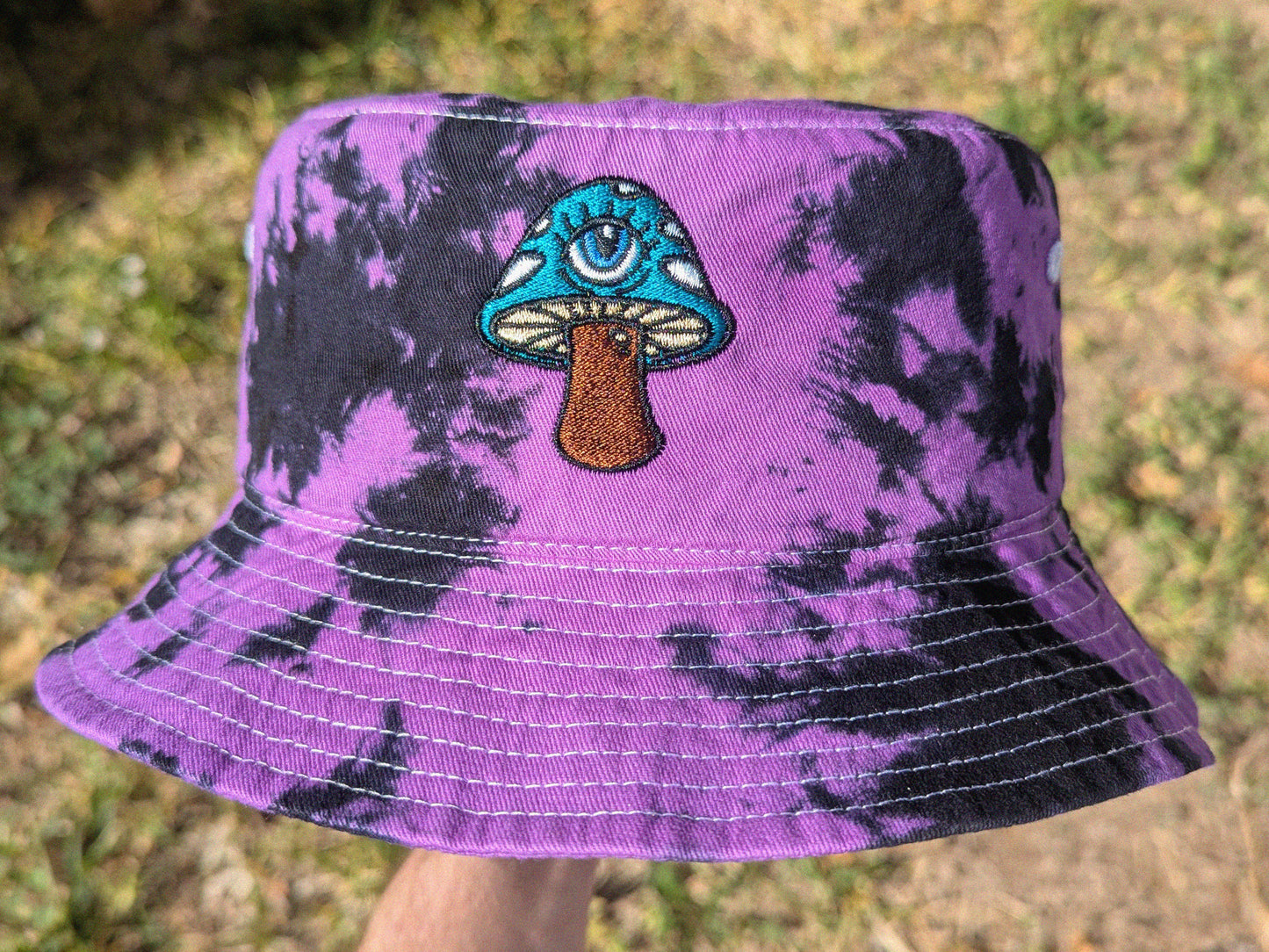 Third Eye Mushroom Tie Dye Bucket Hat - Rave Hat Raver Gift EDM Festival Psychedelic Trippy Hat
