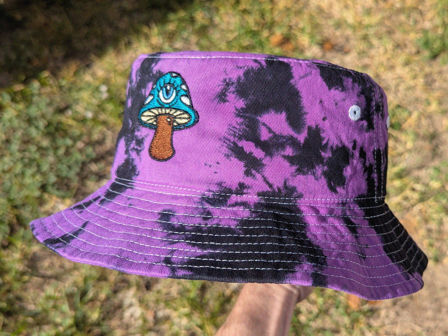 Third Eye Mushroom Tie Dye Bucket Hat - Rave Hat Raver Gift EDM Festival Psychedelic Trippy Hat