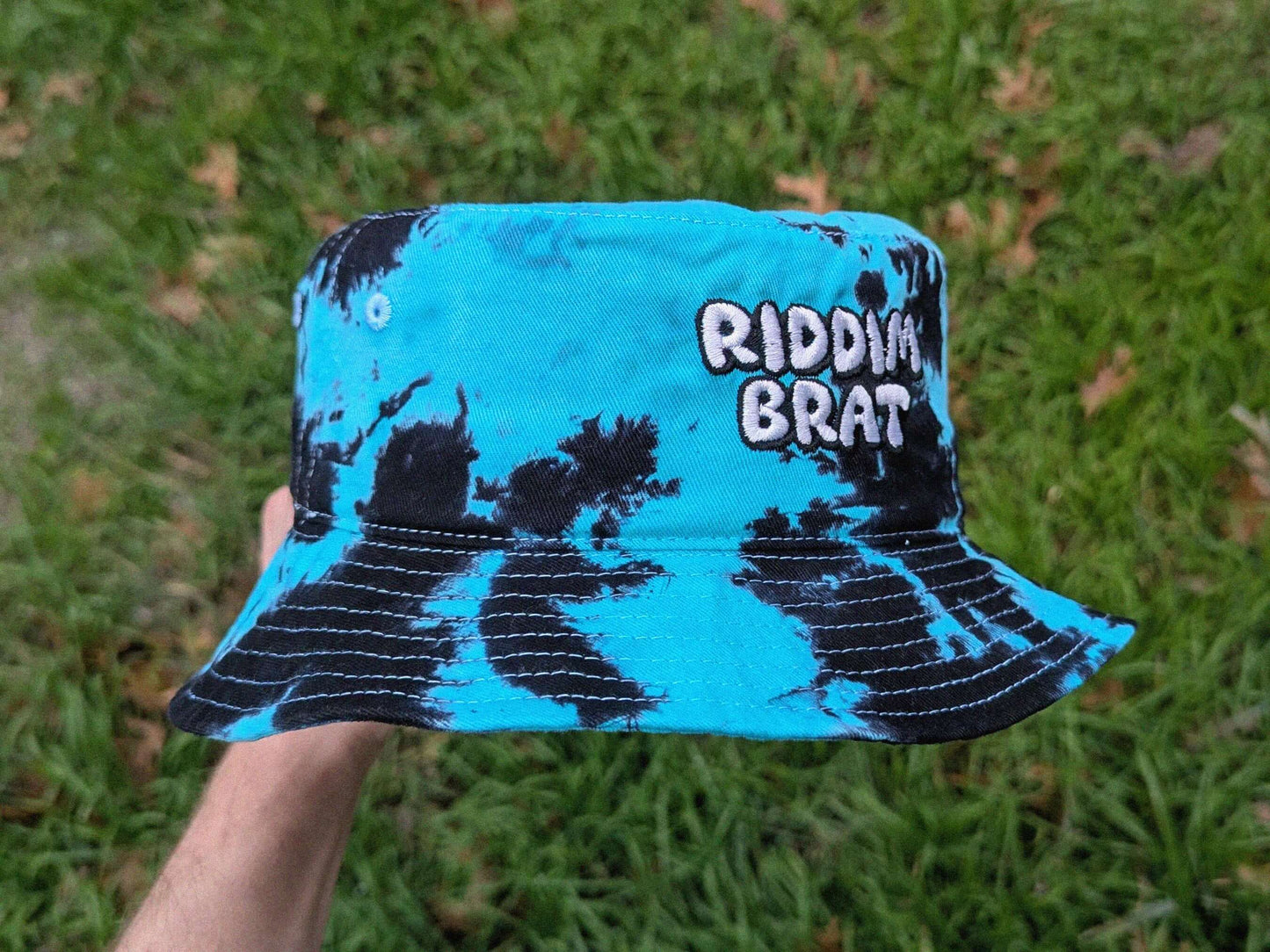 Tie dye rave bucket hat Riddim Brat festival accessory riddim bass music embroidered hat