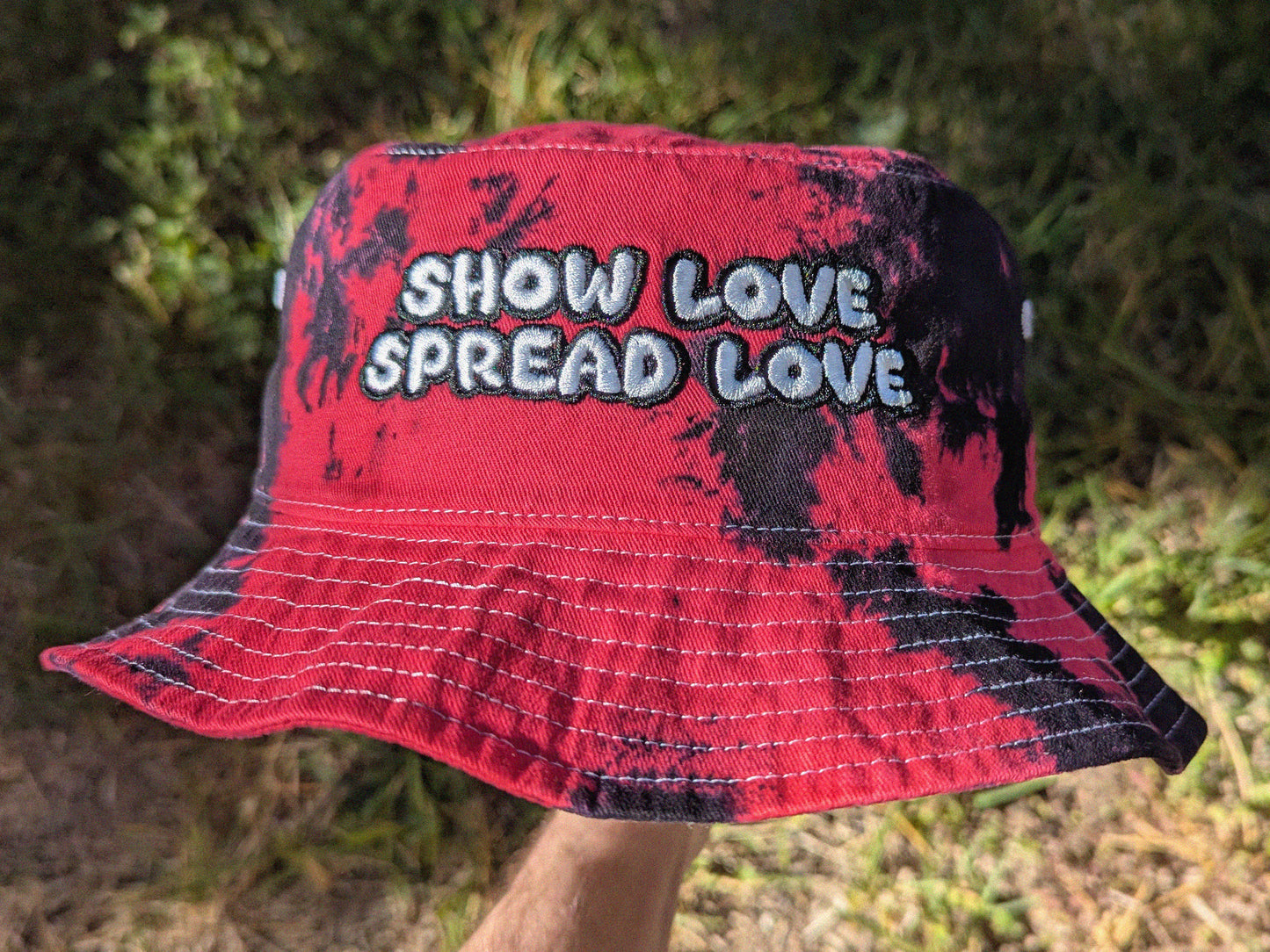 Show Love Spread Love - Embroidered Tie Dye Bucket Hat - Rave Outfit Music Festival Hat Griz Inspired Hat Rave Gear Dubstep Bucket Hat Riddim Wook Hat
