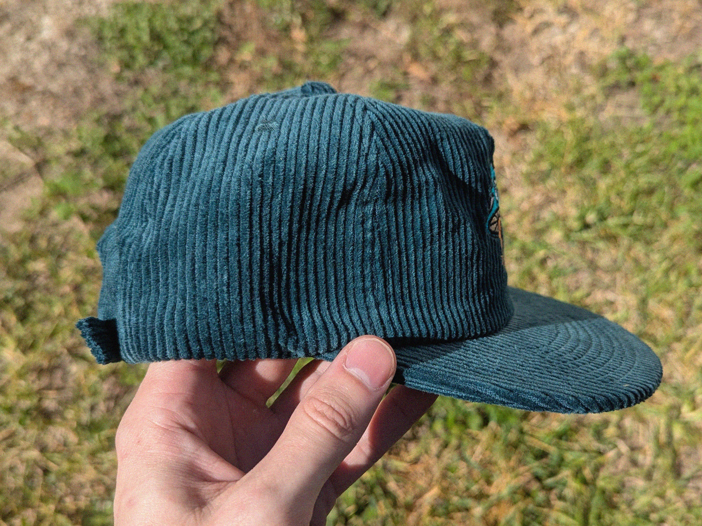 Mushroom Embroidered Corduroy Hat - Flat Bill Adjustable Hat - Unisex Rave Hat Festival Hat Rave Outfit EDM Outfit Accessory