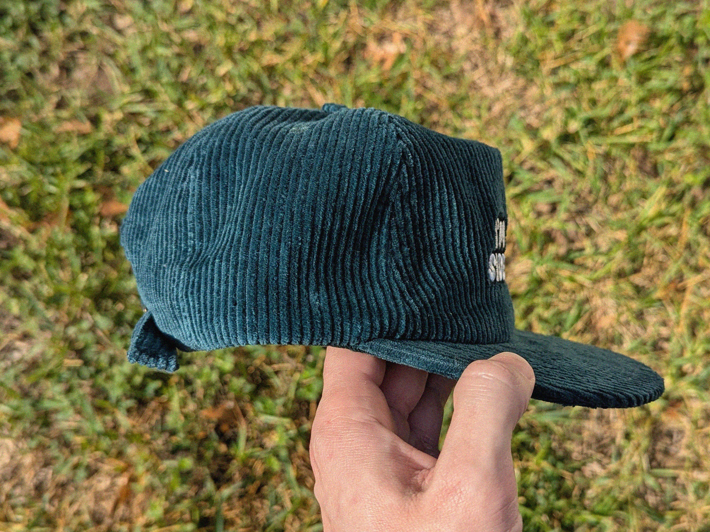 I'm On A Sidequest Embroidered Corduroy Hat - Flat Bill Adjustable Hat - Unisex Rave Hat Festival Hat EDM Outfit Accessory