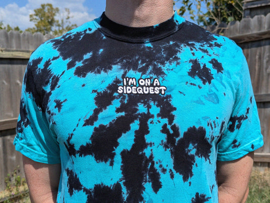 I'm On A Sidequest Tie Dye Embroidered Tee - Gamer Gift DnD Shirt - Raver Festival Outfit - Gaming Shirt - Rave Gift Music Festival Shirt