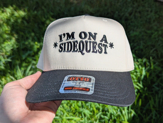 I'm On A Sidequest Embroidered Trucker Cap - Otto Cap Rave Hat Festival Outfit Raver Gift D&D Gamer Hat 5 Panel Cap Funny Meme Hat DM Cap