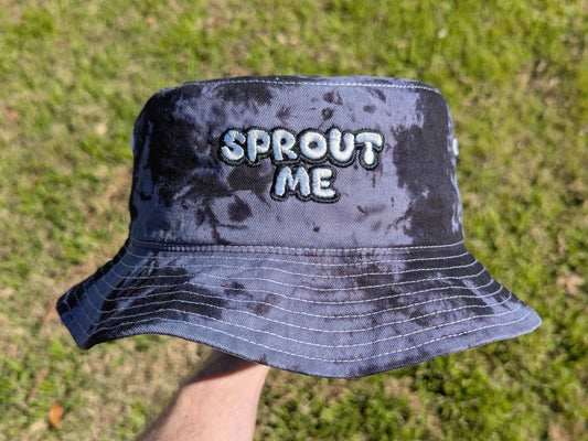 SPROUT ME - Embroidered Tie Dye Bucket Hat - Rave Accessories Rave Outfit Rave Girl Gifts Music Festival Outfit Raver Gift EDM Cute Sprout Me Hat Dubstep Gift