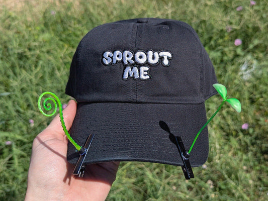 Sprout Me Embroidered Hat - Festival Rave Gear - Adjustable Unisex Baseball Cap - Music Festival EDM Rave Accessories Raver Gift Dubstep Hat