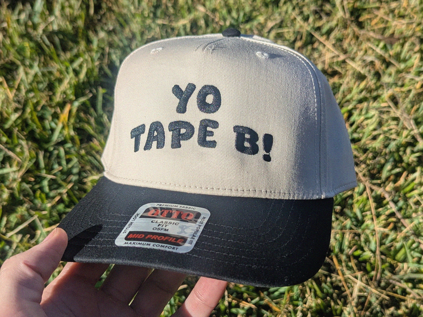 Yo Tape B! Embroidered Trucker Cap - Otto Cap Rave Hat Festival Outfit Raver Gift 5 Panel Cap