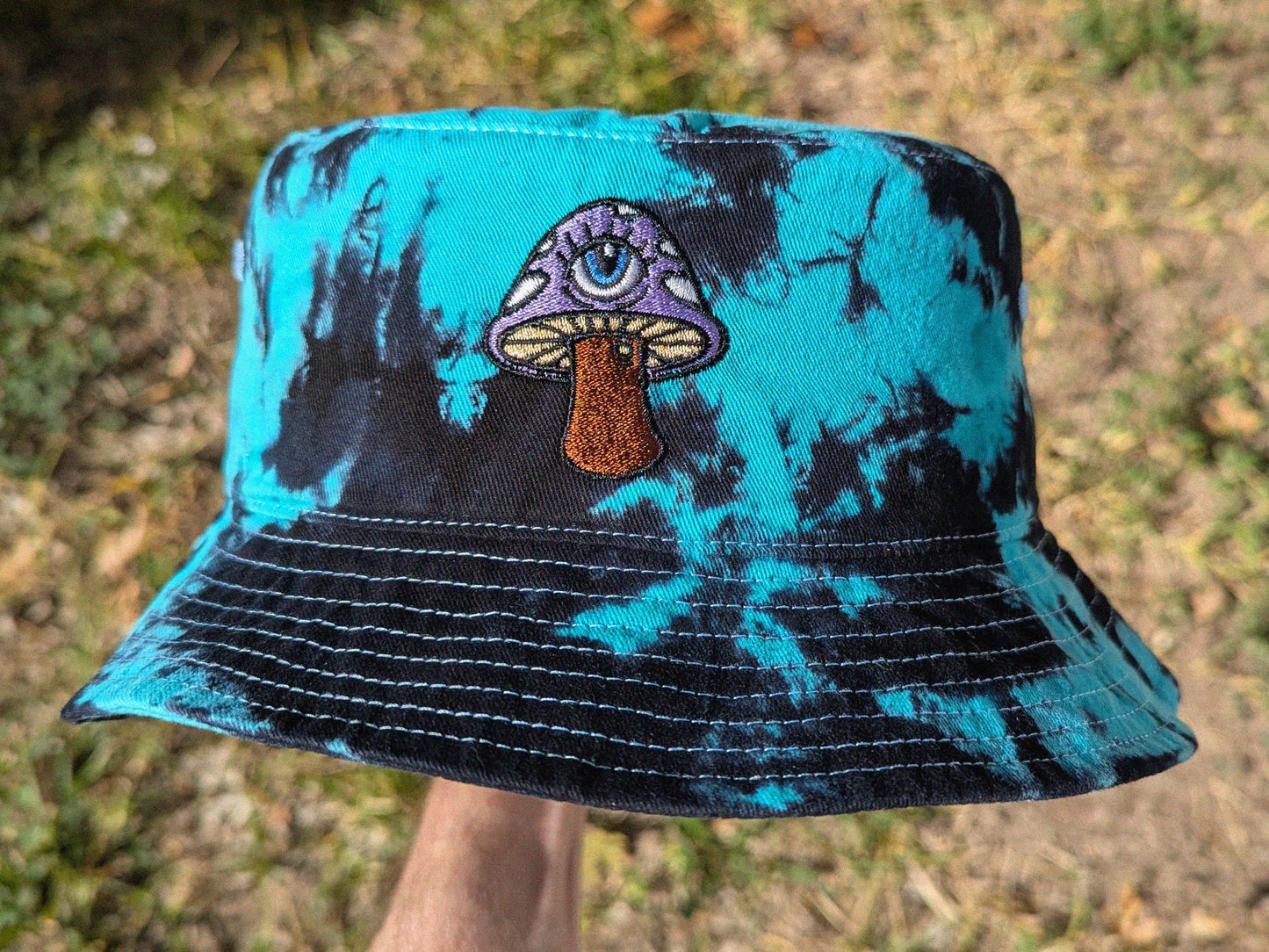 Third Eye Mushroom Tie Dye Bucket Hat - Rave Hat Raver Gift EDM Festival Psychedelic Trippy Hat