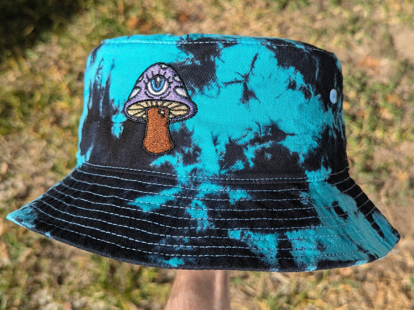 Third Eye Mushroom Tie Dye Bucket Hat - Rave Hat Raver Gift EDM Festival Psychedelic Trippy Hat