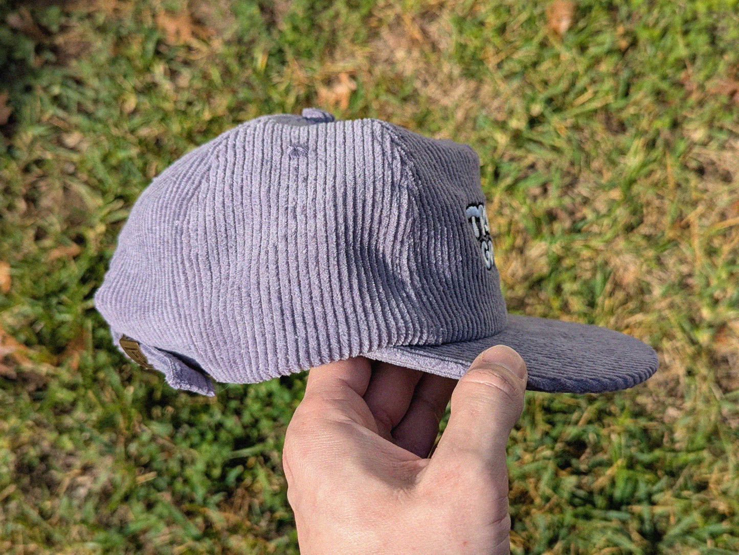 Trinket Goblin Embroidered Corduroy Hat - Flat Bill Adjustable Hat - Unisex Rave Hat Festival Hat EDM Outfit Accessory