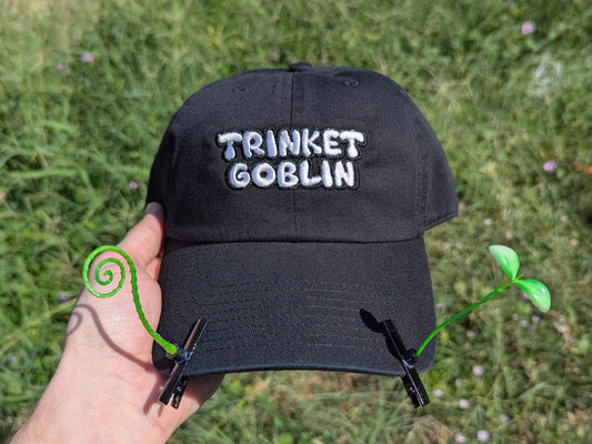 TRINKET GOBLIN Embroidered Dad Hat - Festival Rave Accessory Cap - Festival Fashion Rave Gear Raver Gift Dubstep Riddim Hat Trinket Hat