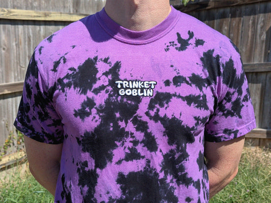 Trinket Goblin Tie Dye Embroidered Shirt - Festival Rave Wear Raver Gift EDM Festival Shirt - Rave Trinket Dubstep Riddim Bass Head Shirt PLUR