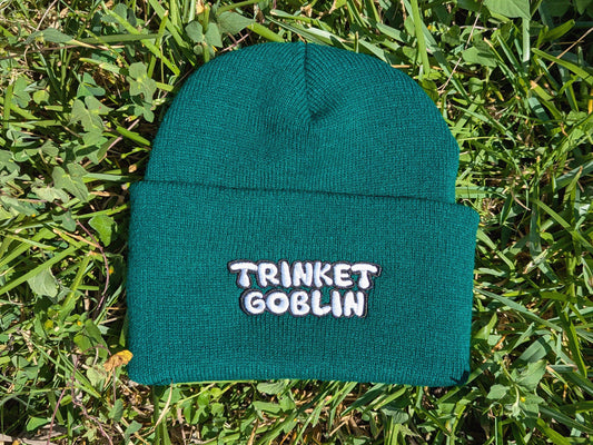 Trinket Goblin Embroidered Beanie - Rave Festival Hat EDM Winter Cap - Funny Raver Gift - Bass Music Headwear - Dubstep Hat Festival Fashion