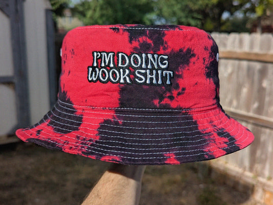 I'm Doing Wook Shit - Embroidered Tie Dye Bucket Hat Rave Accessories Rave Girl Gifts Rave Outfit Music Festival Outfit Rave Hat Wook Dubstep Bucket Hat